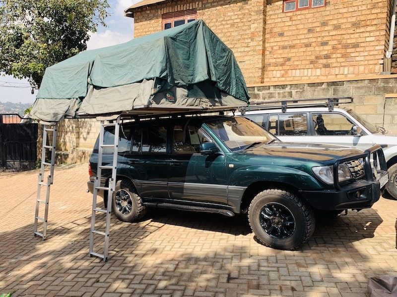 Land Cruiser V8 rooftop tent camping Uganda 